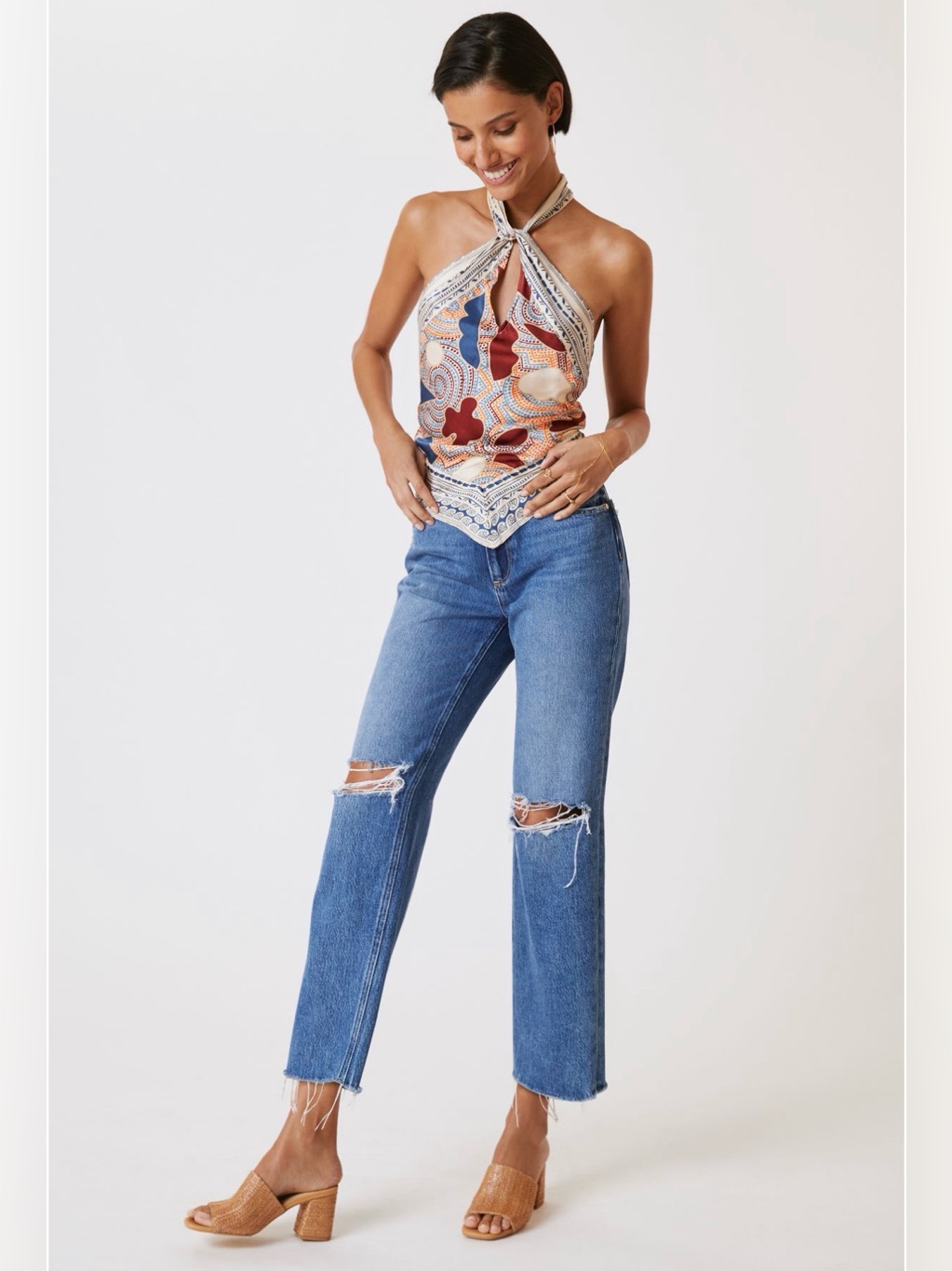 Paige Noella High-Rise Straight Jeans In Sledge Destructed Wash